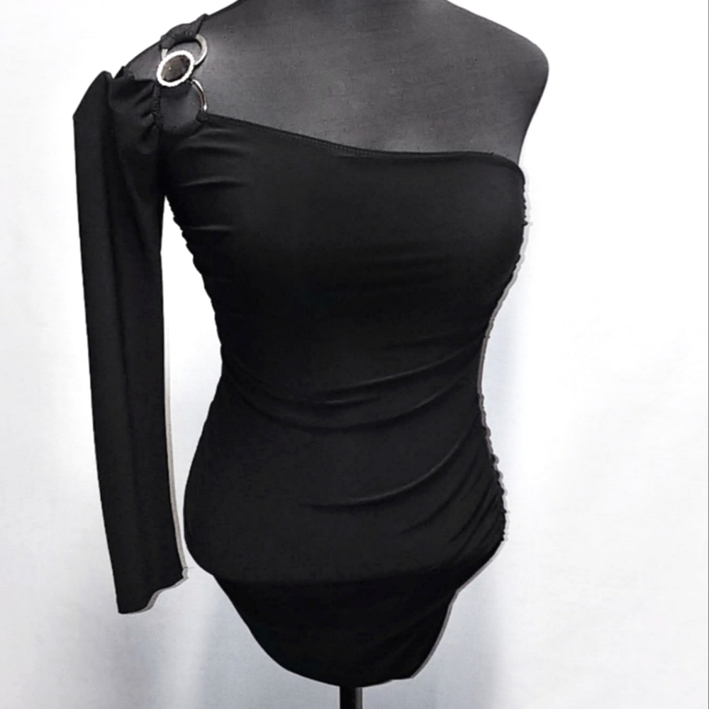 BN (S) Tarzan & Peek-a-boo stretchy mini dress + bling accent & silver